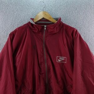 Vintage Nike Mens XL Windbreaker Bomber Jacket Full‎ Zip Maroon Gray Y2K